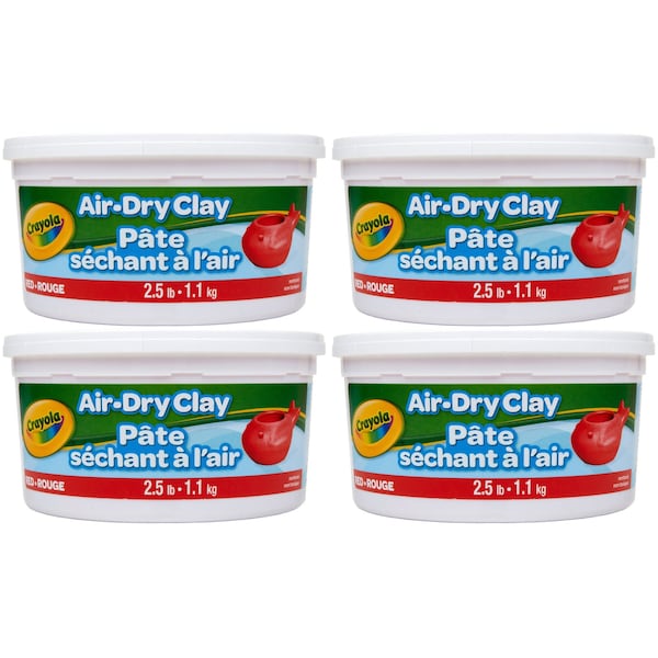 Crayola Air Dry Clay, 2.5lb Tub, Red, 4PK 575138 - main
